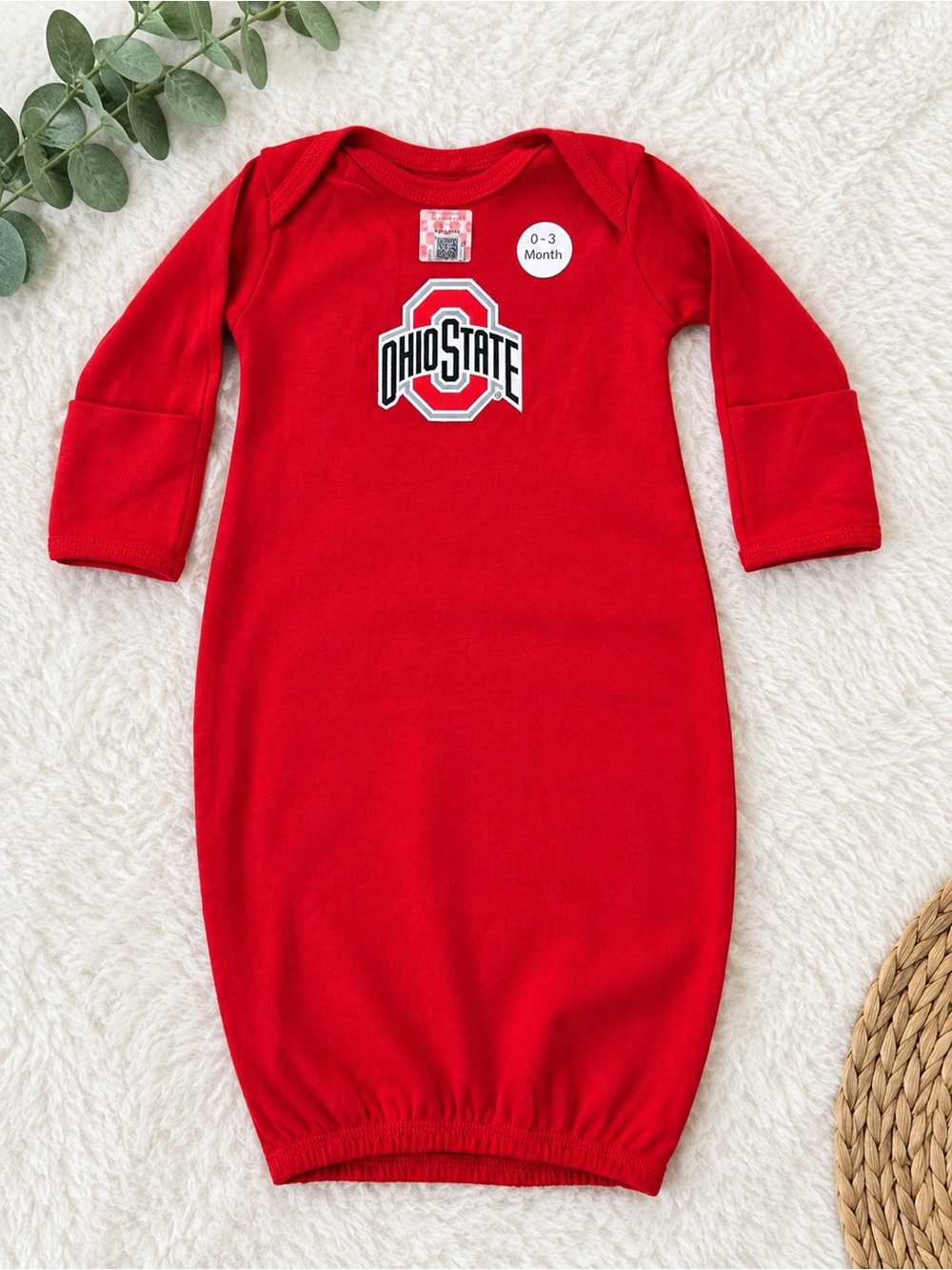 Red Infant Sleep Gown - 0-3 Months Ohio State Buckeyes
